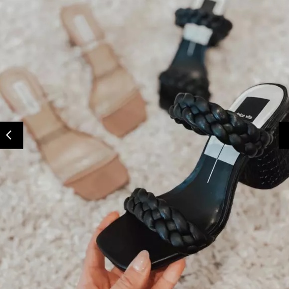 Black croc braided heeled block sandals heels 👠 - Picture 4 of 11